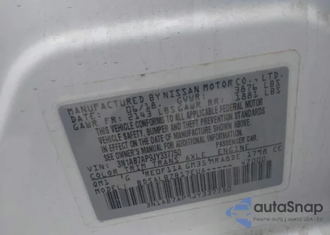 2018 Nissan Sentra S z USA, uszkodzony, nr VIN 3N1AB7AP9JY337750
